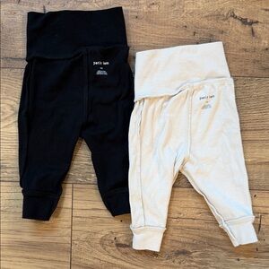 Petit Lem Fold-Over Waist Leggings - Black & Cream 2-Pack